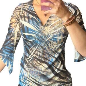 ✨ Y2K Grunge Animal Print Rhinestone Top